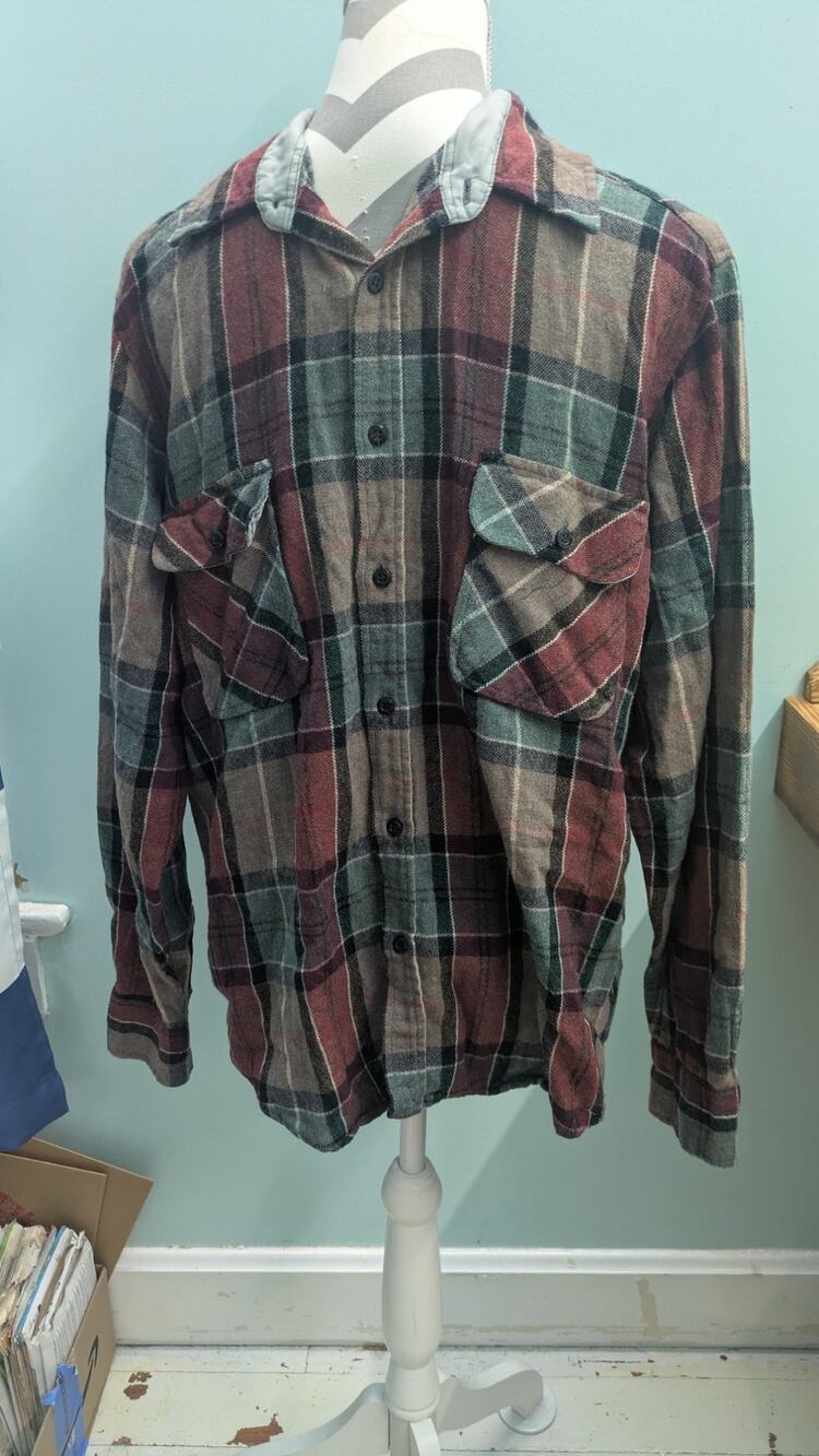 Vintage Field master Flannel Shirt Mens L wool blend red plaid